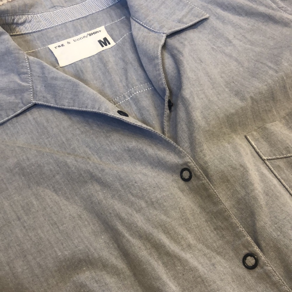 Rag & Bone Short Romper In Grey Chambray Size M - image 3